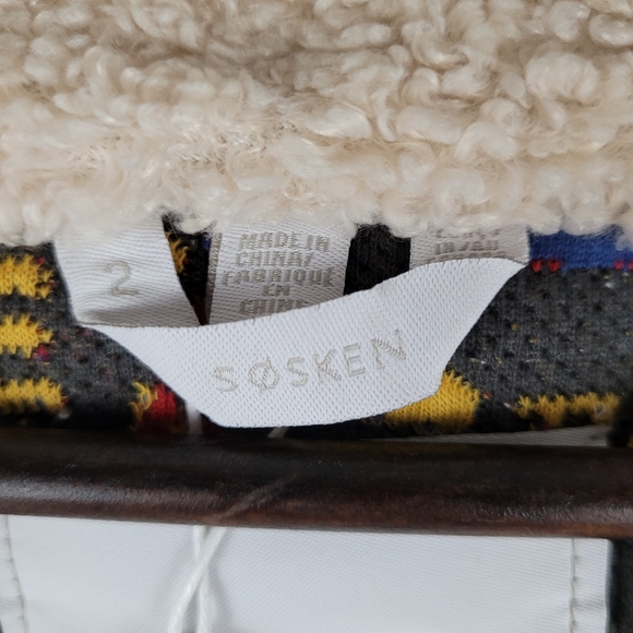 SOSKEN | January tapestry road map knit sherpa button close biker jacket - Picture 8 of 15